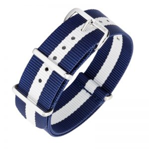 Bracelete Estilo Nato Classica White and Dark Blue – Polida