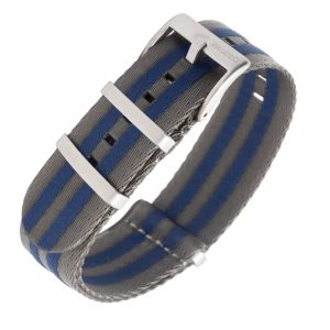 Bracelete Estilo Nato Premium Grey and Blue Stripes
