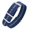 Bracelete Estilo Nato Ribbed Blue - Grey Stripe