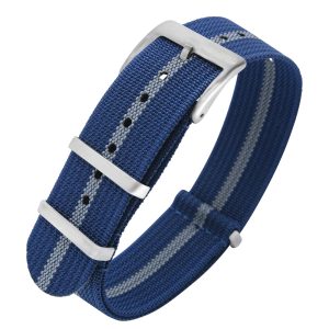 Bracelete Estilo Nato Ribbed Blue – Grey Stripe
