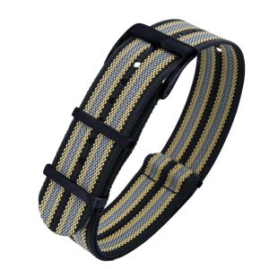 Bracelete Estilo Nato Ribbed New Bond Stripes – Black PVD